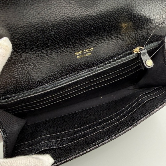 Jimmy Choo Reese Leather & Glitter Clutch w/ Unbranded Chain - Picture 8 of 12